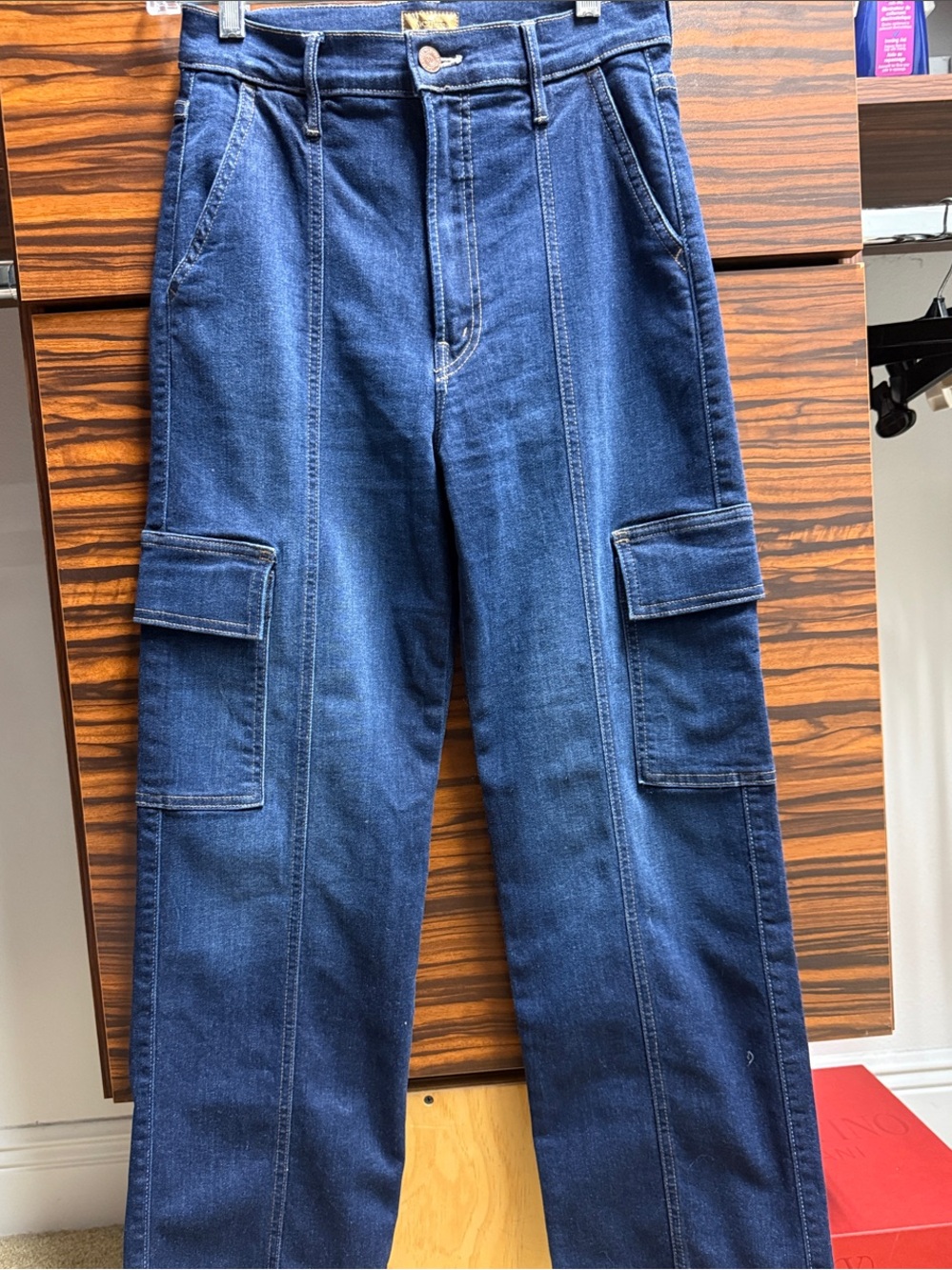 MOTHER Indigo Straight-Leg Cargo Jeans